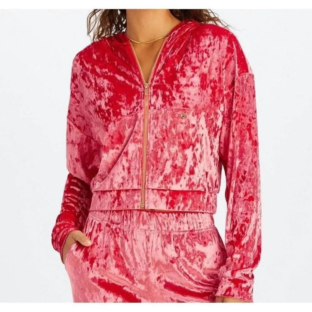 Fabletics Crushed Velour Zip Up Hoodie